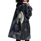 Khonsu Wearable Blanket Hoodie Ancient Egyptian Dark Feather Pattern, Moonlit Raven Symbol, and Eye Lotus - African Pride