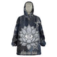 Khonsu Wearable Blanket Hoodie Ancient Egyptian Dark Feather Pattern, Moonlit Raven Symbol, and Eye Lotus - African Pride