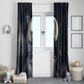 Khonsu Window Curtain Ancient Egyptian Dark Feather Pattern, Moonlit Raven Symbol, and Eye Lotus - African Pride