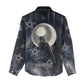 Khonsu Women Casual Shirt Ancient Egyptian Dark Feather Pattern, Moonlit Raven Symbol, and Eye Lotus - African Pride