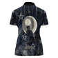 Khonsu Women Polo Shirt Ancient Egyptian Dark Feather Pattern, Moonlit Raven Symbol, and Eye Lotus - African Pride