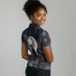 Khonsu Women Polo Shirt Ancient Egyptian Dark Feather Pattern, Moonlit Raven Symbol, and Eye Lotus - African Pride