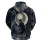 Khonsu Zip Hoodie Ancient Egyptian Dark Feather Pattern, Moonlit Raven Symbol, and Eye Lotus - African Pride