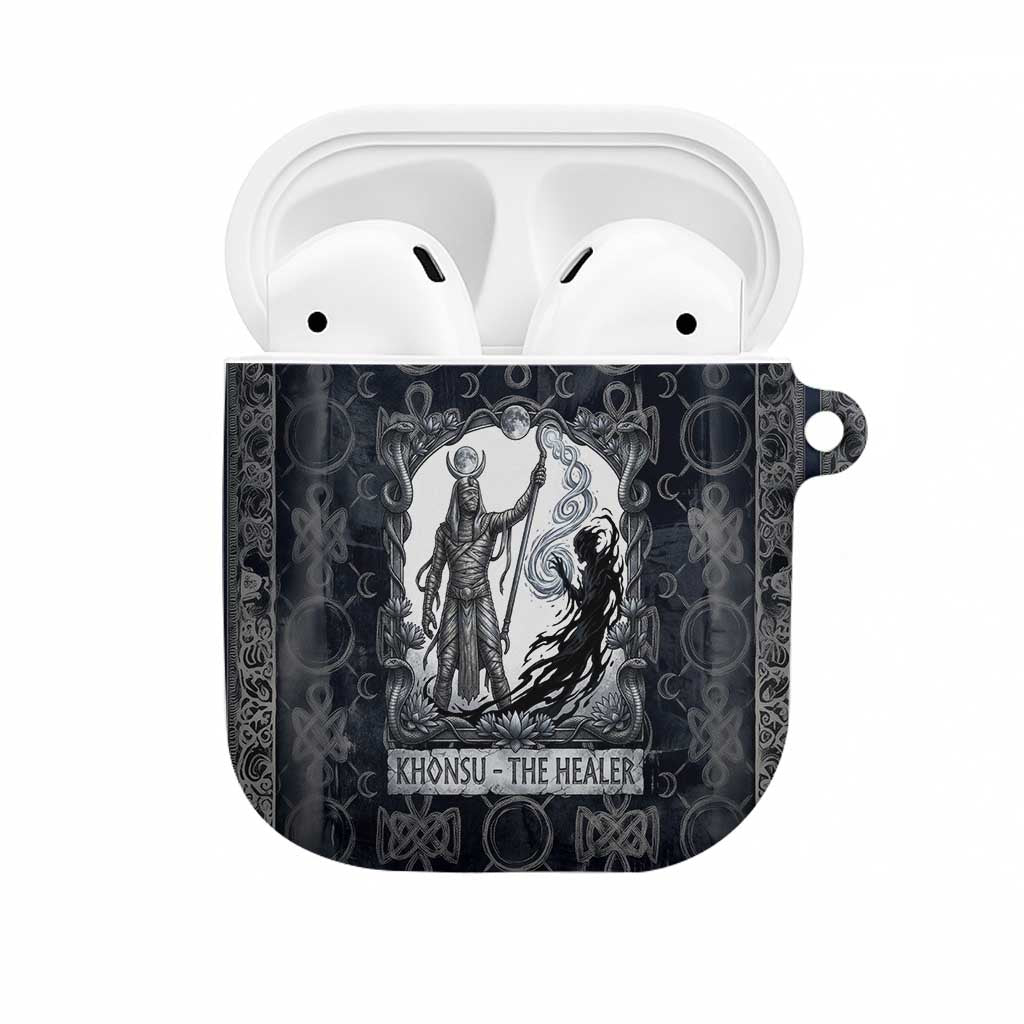 Khonsu Ancient Egyptian AirPods Case with Dark Celtic Knot Pattern, Baboon Guardian Symbol, and Moon Healer Motif - African Pride