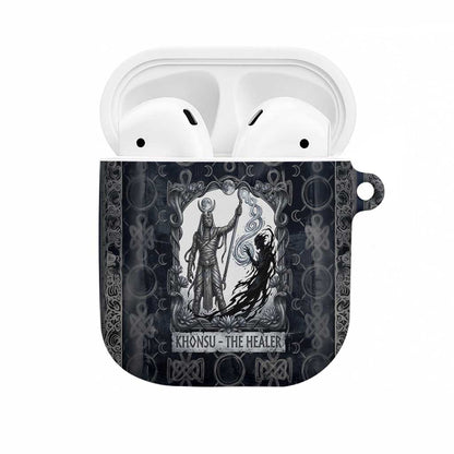 Khonsu Ancient Egyptian AirPods Case with Dark Celtic Knot Pattern, Baboon Guardian Symbol, and Moon Healer Motif - African Pride