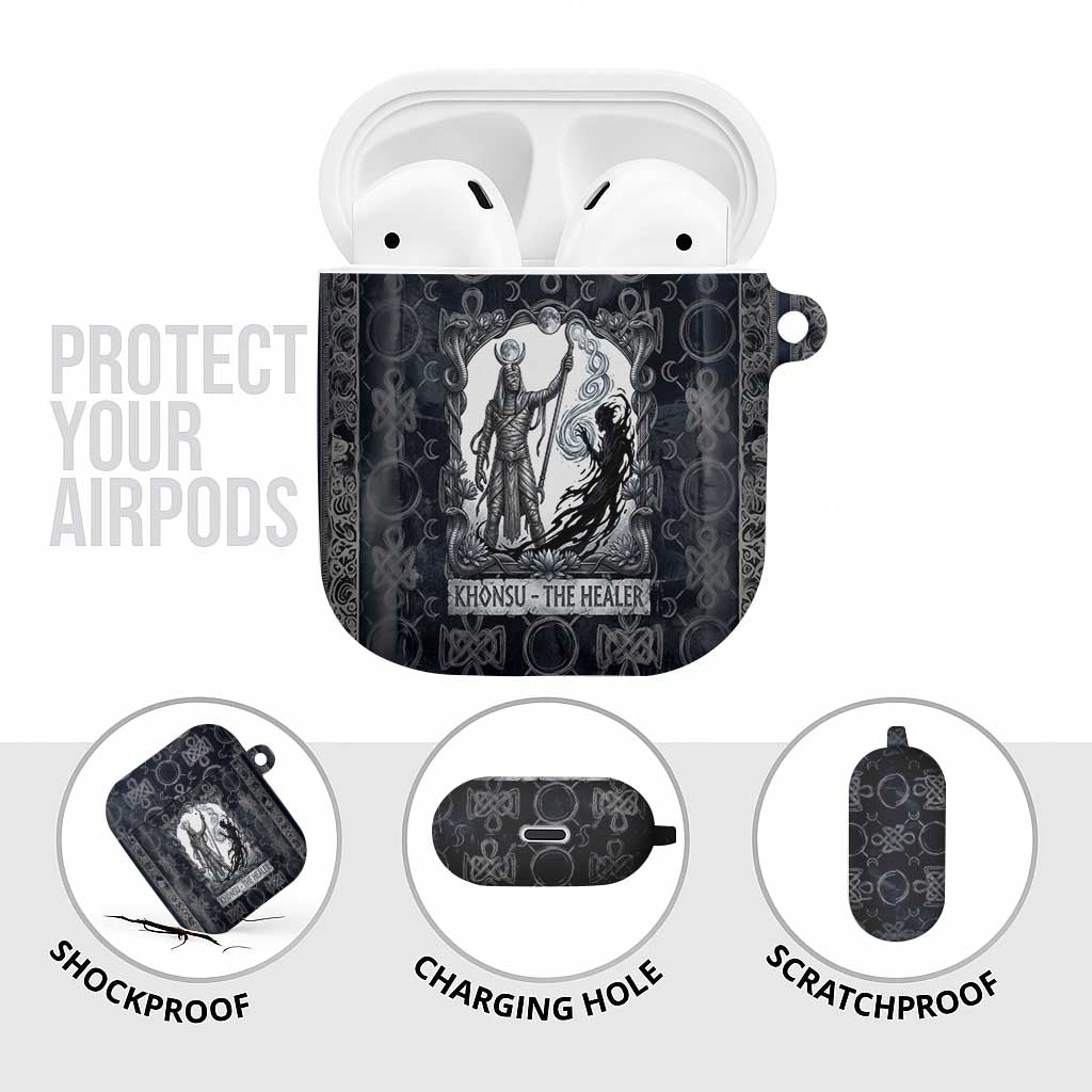 Khonsu Ancient Egyptian AirPods Case with Dark Celtic Knot Pattern, Baboon Guardian Symbol, and Moon Healer Motif - African Pride