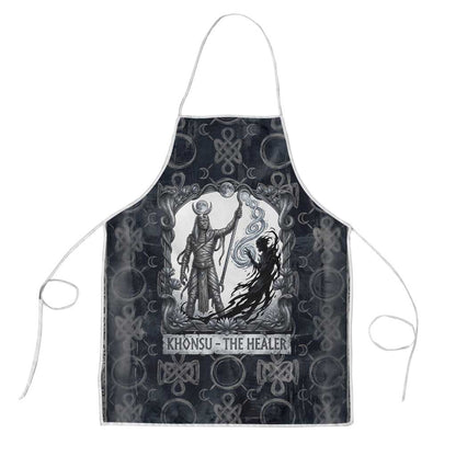 Khonsu Ancient Egyptian Apron with Dark Celtic Knot Pattern, Baboon Guardian Symbol, and Moon Healer Motif - African Pride