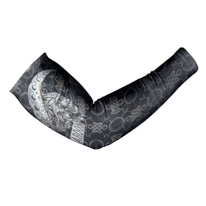 Khonsu Ancient Egyptian Arm Sleeves with Dark Celtic Knot Pattern, Baboon Guardian Symbol, and Moon Healer Motif - African Pride