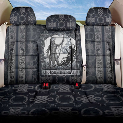 Khonsu Ancient Egyptian Back Car Seat Cover with Dark Celtic Knot Pattern, Baboon Guardian Symbol, and Moon Healer Motif - African Pride