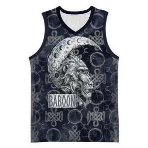 Khonsu Ancient Egyptian Basketball Jersey with Dark Celtic Knot Pattern, Baboon Guardian Symbol, and Moon Healer Motif - African Pride