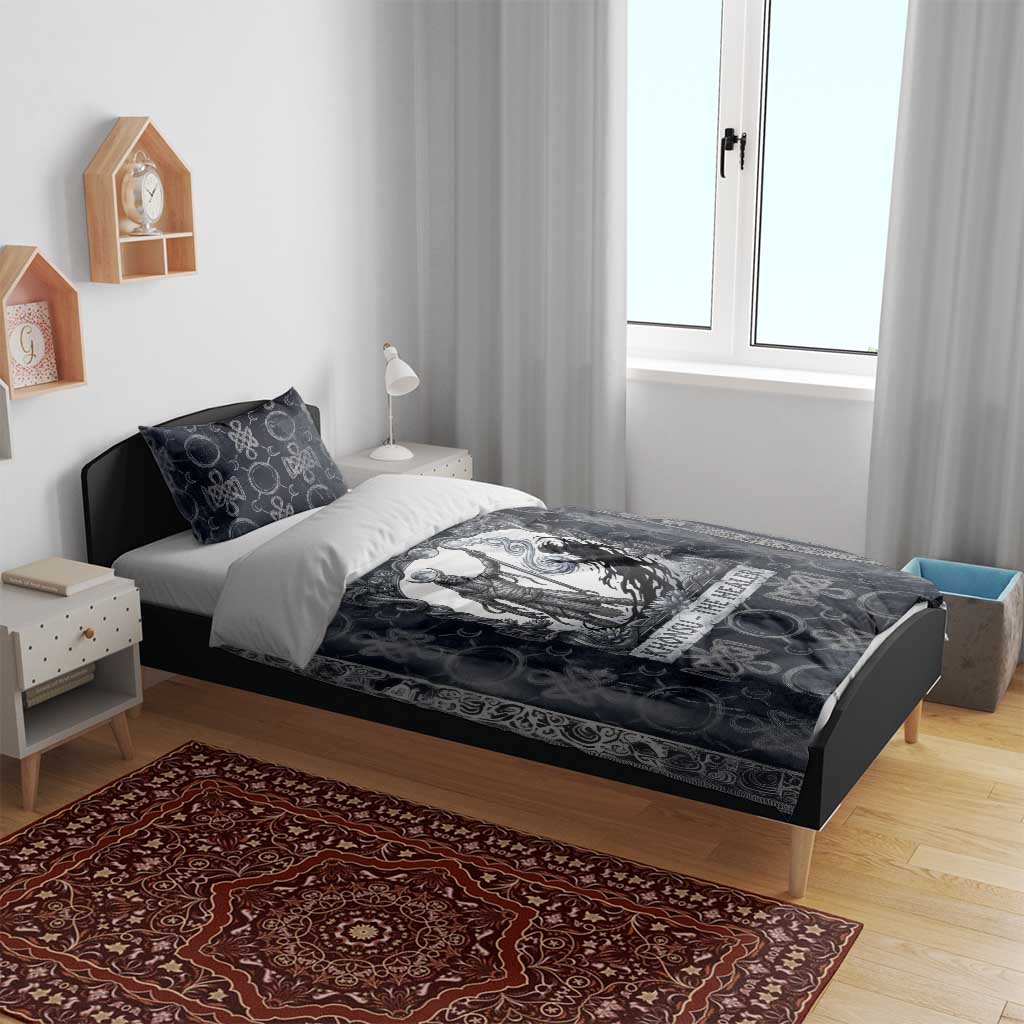 Khonsu Ancient Egyptian Bedding Set with Dark Celtic Knot Pattern, Baboon Guardian Symbol, and Moon Healer Motif - African Pride