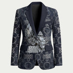 Khonsu Ancient Egyptian Blazer with Dark Celtic Knot Pattern, Baboon Guardian Symbol, and Moon Healer Motif - African Pride