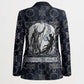 Khonsu Ancient Egyptian Blazer with Dark Celtic Knot Pattern, Baboon Guardian Symbol, and Moon Healer Motif - African Pride