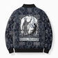 Khonsu Ancient Egyptian Bomber Puffer Jacket with Dark Celtic Knot Pattern, Baboon Guardian Symbol, and Moon Healer Motif - African Pride