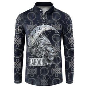Khonsu Ancient Egyptian Button Sweatshirt with Dark Celtic Knot Pattern, Baboon Guardian Symbol, and Moon Healer Motif