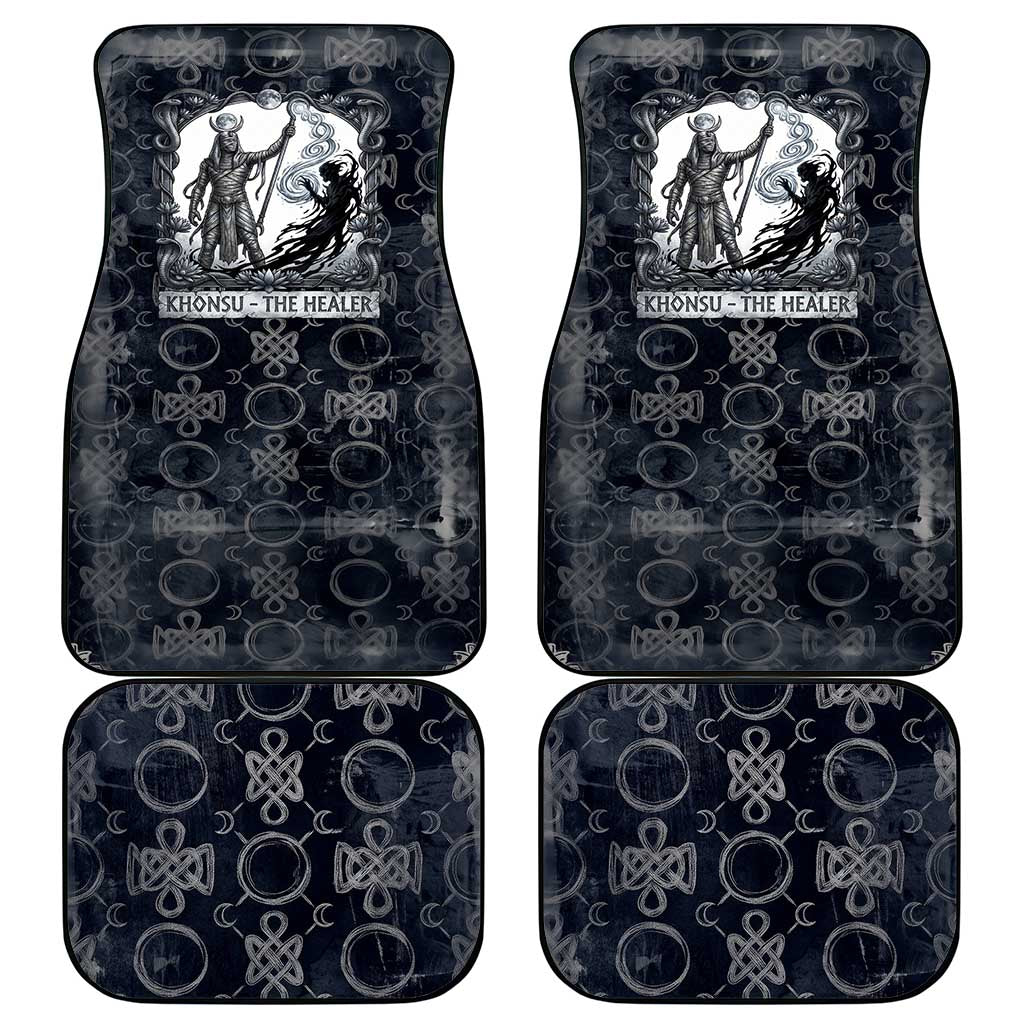 Khonsu Ancient Egyptian Car Mats with Dark Celtic Knot Pattern, Baboon Guardian Symbol, and Moon Healer Motif - African Pride