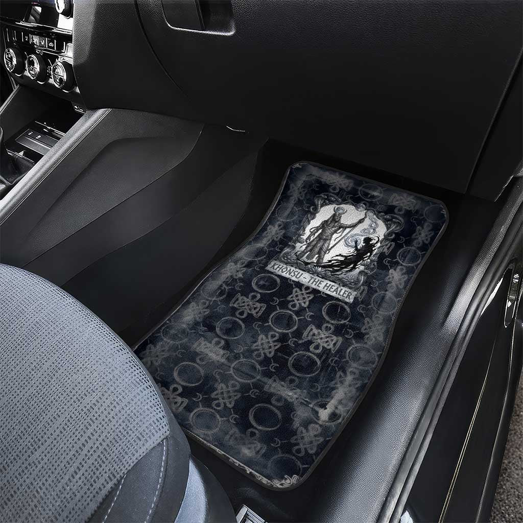 Khonsu Ancient Egyptian Car Mats with Dark Celtic Knot Pattern, Baboon Guardian Symbol, and Moon Healer Motif - African Pride