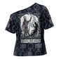 Khonsu Ancient Egyptian Cross Shoulder Shirt with Dark Celtic Knot Pattern, Baboon Guardian Symbol, and Moon Healer Motif - African Pride