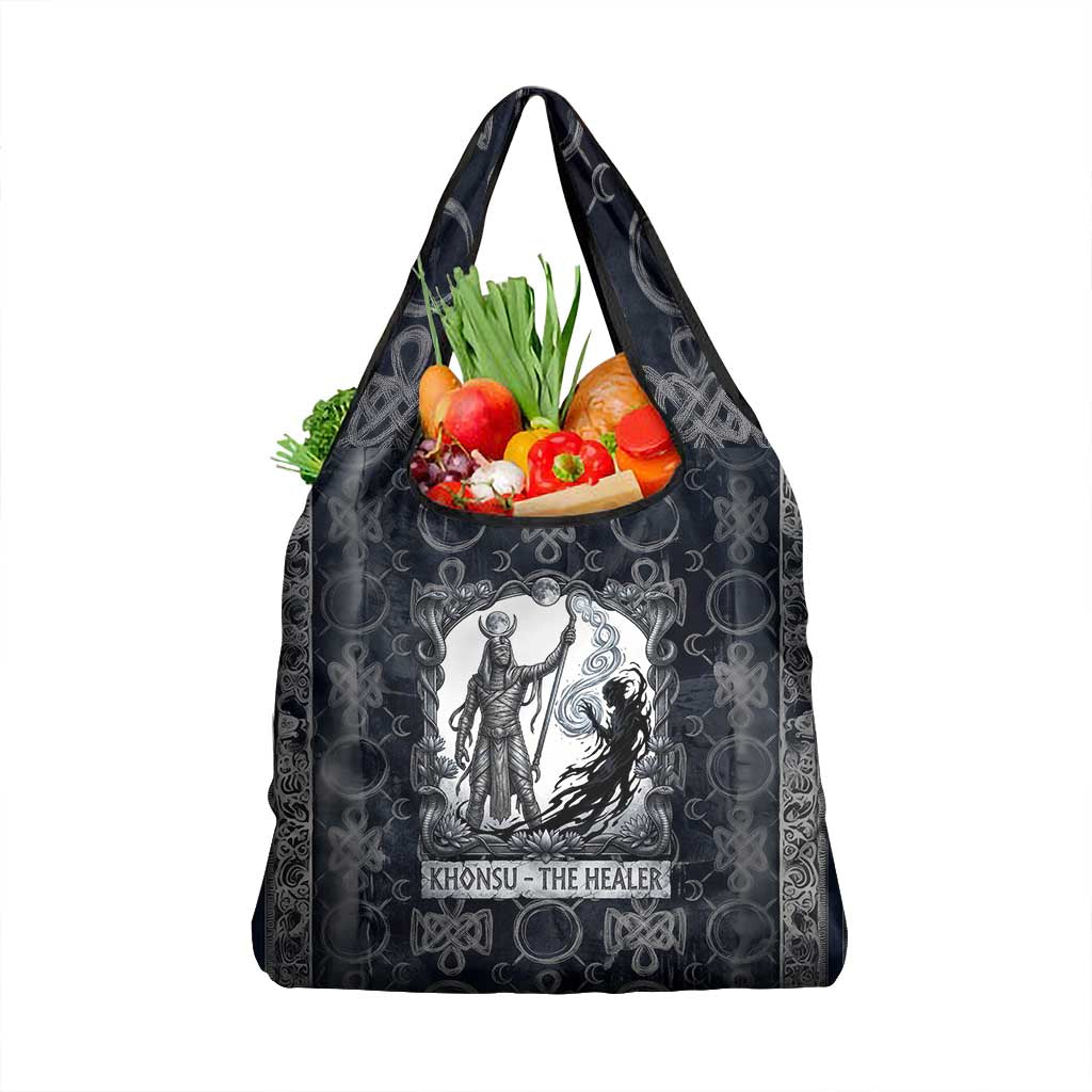 Khonsu Ancient Egyptian Grocery Bag with Dark Celtic Knot Pattern, Baboon Guardian Symbol, and Moon Healer Motif - African Pride
