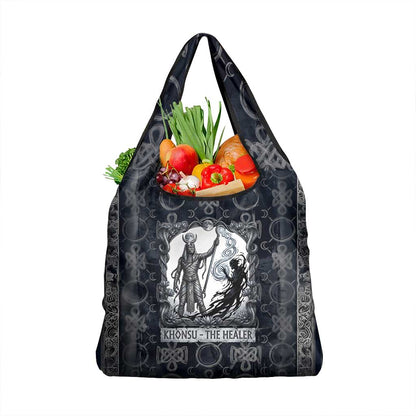 Khonsu Ancient Egyptian Grocery Bag with Dark Celtic Knot Pattern, Baboon Guardian Symbol, and Moon Healer Motif - African Pride