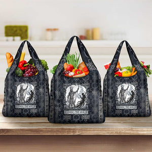 Khonsu Ancient Egyptian Grocery Bag with Dark Celtic Knot Pattern, Baboon Guardian Symbol, and Moon Healer Motif - African Pride