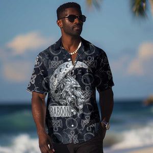 Khonsu Ancient Egyptian Hawaiian Shirt with Dark Celtic Knot Pattern, Baboon Guardian Symbol, and Moon Healer Motif - African Pride