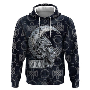 Khonsu Ancient Egyptian Hoodie with Dark Celtic Knot Pattern, Baboon Guardian Symbol, and Moon Healer Motif - African Pride