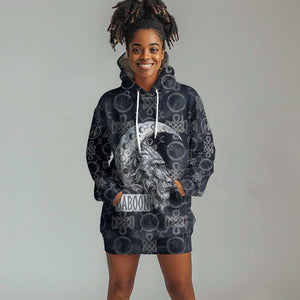Khonsu Ancient Egyptian Hoodie Dress with Dark Celtic Knot Pattern, Baboon Guardian Symbol, and Moon Healer Motif - African Pride