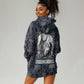 Khonsu Ancient Egyptian Hoodie Dress with Dark Celtic Knot Pattern, Baboon Guardian Symbol, and Moon Healer Motif - African Pride