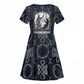 Khonsu Ancient Egyptian Kid Short Sleeve Dress with Dark Celtic Knot Pattern, Baboon Guardian Symbol, and Moon Healer Motif - African Pride