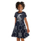 Khonsu Ancient Egyptian Kid Short Sleeve Dress with Dark Celtic Knot Pattern, Baboon Guardian Symbol, and Moon Healer Motif - African Pride