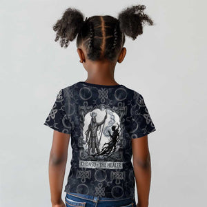 Khonsu Ancient Egyptian Kid T shirt with Dark Celtic Knot Pattern, Baboon Guardian Symbol, and Moon Healer Motif - African Pride
