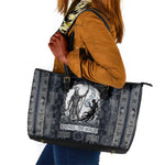 Khonsu Ancient Egyptian Leather Tote Bag with Dark Celtic Knot Pattern, Baboon Guardian Symbol, and Moon Healer Motif - African Pride