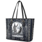 Khonsu Ancient Egyptian Leather Tote Bag with Dark Celtic Knot Pattern, Baboon Guardian Symbol, and Moon Healer Motif - African Pride