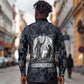 Khonsu Ancient Egyptian Long Sleeve Button Shirt with Dark Celtic Knot Pattern, Baboon Guardian Symbol, and Moon Healer Motif - African Pride