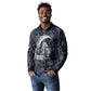 Khonsu Ancient Egyptian Long Sleeve Polo Shirt with Dark Celtic Knot Pattern, Baboon Guardian Symbol, and Moon Healer Motif - African Pride