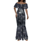 Khonsu Ancient Egyptian Mermaid Dress with Dark Celtic Knot Pattern, Baboon Guardian Symbol, and Moon Healer Motif - African Pride