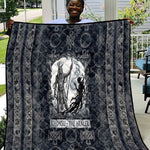 Khonsu Ancient Egyptian Quilt with Dark Celtic Knot Pattern, Baboon Guardian Symbol, and Moon Healer Motif - African Pride