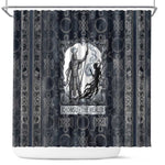 Khonsu Ancient Egyptian Shower Curtain with Dark Celtic Knot Pattern, Baboon Guardian Symbol, and Moon Healer Motif - African Pride