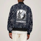 Khonsu Ancient Egyptian Sleeve Zip Bomber Jacket with Dark Celtic Knot Pattern, Baboon Guardian Symbol, and Moon Healer Motif - African Pride