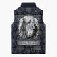 Khonsu Ancient Egyptian Sleeveless Puffer Jacket with Dark Celtic Knot Pattern, Baboon Guardian Symbol, and Moon Healer Motif - African Pride
