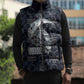 Khonsu Ancient Egyptian Sleeveless Puffer Jacket with Dark Celtic Knot Pattern, Baboon Guardian Symbol, and Moon Healer Motif - African Pride