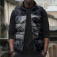 Khonsu Ancient Egyptian Sleeveless Puffer Jacket with Dark Celtic Knot Pattern, Baboon Guardian Symbol, and Moon Healer Motif - African Pride