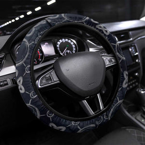 Khonsu Ancient Egyptian Steering Wheel Cover with Dark Celtic Knot Pattern, Baboon Guardian Symbol, and Moon Healer Motif - African Pride