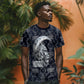 Khonsu Ancient Egyptian T shirt with Dark Celtic Knot Pattern, Baboon Guardian Symbol, and Moon Healer Motif - African Pride