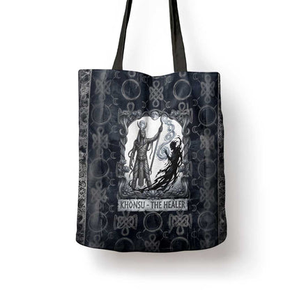 Khonsu Ancient Egyptian Tote Bag with Dark Celtic Knot Pattern, Baboon Guardian Symbol, and Moon Healer Motif - African Pride