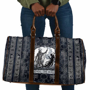 Khonsu Ancient Egyptian Travel Bag with Dark Celtic Knot Pattern, Baboon Guardian Symbol, and Moon Healer Motif - African Pride