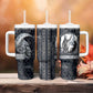 Khonsu Ancient Egyptian Tumbler With Handle with Dark Celtic Knot Pattern, Baboon Guardian Symbol, and Moon Healer Motif - African Pride