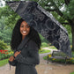 Khonsu Ancient Egyptian Umbrella with Dark Celtic Knot Pattern, Baboon Guardian Symbol, and Moon Healer Motif - African Pride