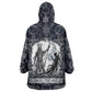 Khonsu Ancient Egyptian Wearable Blanket Hoodie with Dark Celtic Knot Pattern, Baboon Guardian Symbol, and Moon Healer Motif - African Pride